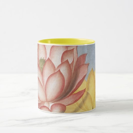 ヴィンテージの蓮の花、聖なるエジプトの豆 マグカップ (中央)