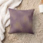 ヴィンテージの薄紫の花のダマスク織の金ゴールドのストライプな枕 クッション (ブランケット)