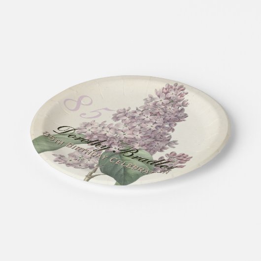 ヴィンテージの薄紫の85th誕生会の紙皿 ペーパープレート (アングル)