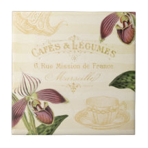 ヴィンテージの蘭が付いているフランスのなカフェの広告