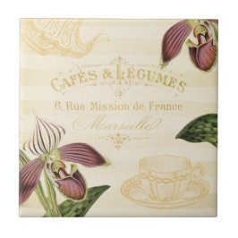 ヴィンテージの蘭が付いているフランスのなカフェの広告 タイル