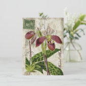 ヴィンテージの蘭の花のブライダルシャワーのお茶会 招待状 (スタンド正面)