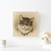 ヴィンテージの虎猫猫のプリント スクエア壁時計 (ホーム)