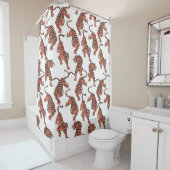ヴィンテージの虎、手描きのシームレスなパターン。 シャワーカーテン (インサイチュ)