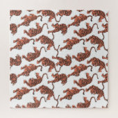 ヴィンテージの虎、手描きのシームレスなパターン。 ジグソーパズル (横)