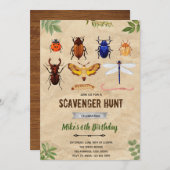 ヴィンテージの虫と蝶の招待状 招待状 (正面/裏面)