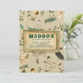 ヴィンテージの虫のテーマの誕生日のパーティの招待状 招待状 (スタンド正面)