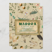 ヴィンテージの虫のテーマの誕生日のパーティの招待状 招待状 (正面/裏面)