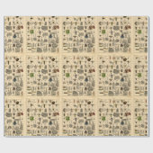 ヴィンテージの虫の昆虫の図解入りの、写真付きのな図表のギフト用包装紙 ラッピングペーパー (フラット)