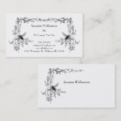 ヴィンテージの蜂および鳥エレガントな花スクロールカスタム 名刺 (正面/裏面)