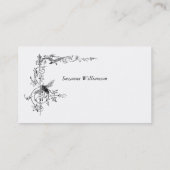 ヴィンテージの蜂および鳥エレガントな花スクロールカスタム 名刺 (裏面)