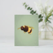 ヴィンテージの蜂が緑の背景にいるパターン ポストカード (スタンド正面)