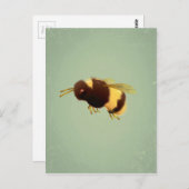 ヴィンテージの蜂が緑の背景にいるパターン ポストカード (正面/裏面)