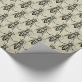 ヴィンテージの蜂のイラストレーションパターン包装紙 ラッピングペーパー (角)