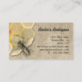 ヴィンテージの蜂の蜜蜂の巣パターンリネン名刺 名刺 (裏面)