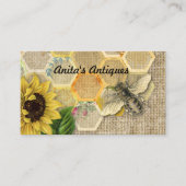 ヴィンテージの蜂の蜜蜂の巣パターンリネン名刺 名刺 (正面)