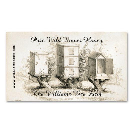 ヴィンテージの蜂はカスタムなビジネス磁石を巣箱に集めます マグネット名刺 (正面)