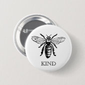 ヴィンテージの蜂は親切なボタンです 缶バッジ (正面&裏面)