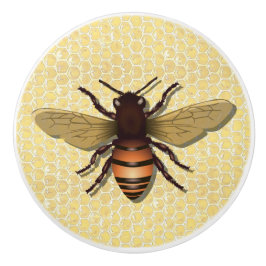 ヴィンテージの蜂蜜の蜂および蜂蜜の櫛の黄色のノブ セラミックノブ