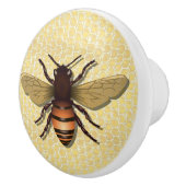 ヴィンテージの蜂蜜の蜂および蜂蜜の櫛の黄色のノブ セラミックノブ (右)