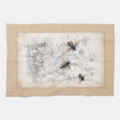 ヴィンテージの蜂蜜の蜂の芸術のプリント キッチンタオル (横)