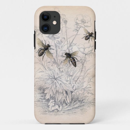 ヴィンテージの蜂蜜の蜂の芸術のプリント Case-Mate iPhoneケース (裏面)