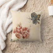 ヴィンテージの蜂、蝶およびケシの水彩画 クッション (ブランケット)