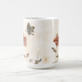 ヴィンテージの蜂、蝶およびケシの水彩画 コーヒーマグカップ (中央)