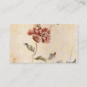 ヴィンテージの蜂、蝶およびケシの水彩画 名刺 (裏面)