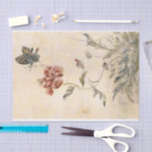 ヴィンテージの蜂、蝶およびケシの水彩画 薄葉紙 (クラフト)