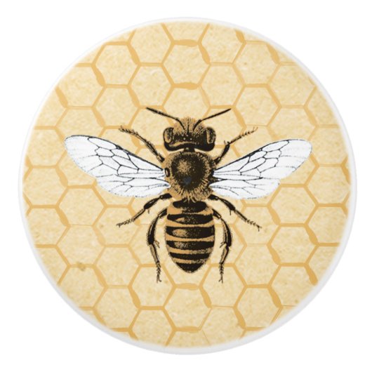 ヴィンテージの蜜蜂および蜜蜂の巣 セラミックノブ (正面)