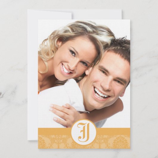 ヴィンテージの蜜蝋のダマスクあなたの写真の結婚式の招待 招待状 (裏面)