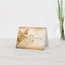 ヴィンテージの蝶と花 サンキューカード