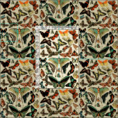 ヴィンテージの蝶のベージュの背景 ファブリック (タイル)