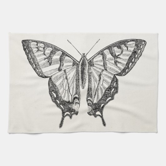 ヴィンテージの蝶パーソナライズな蝶昆虫 キッチンタオル (横)