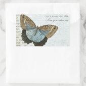 ヴィンテージの蝶前向きで感動的な引用文 長方形シール (バッグ)