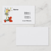 ヴィンテージの蝶妖精及び花 名刺 (正面/裏面)