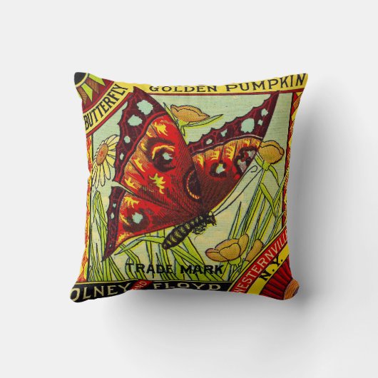 ヴィンテージの蝶広告のラベルのクッションの枕 クッション (裏面)