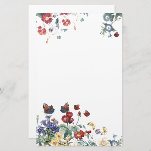 ヴィンテージの蝶庭によっては文房具が開花します 便箋 (正面/裏面)