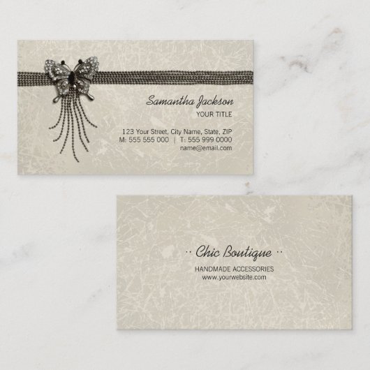 ヴィンテージの蝶旧式なジュエリーの名刺 名刺 (正面/裏面)