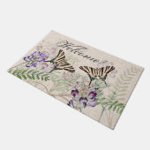 ヴィンテージの蝶花の歓迎された玄関マット ドアマット (アングル)