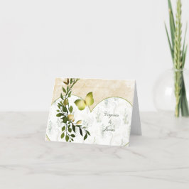 ヴィンテージの蝶、ハート、葉のデザイン サンキューカード