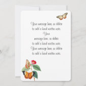 ヴィンテージの蝶, モノグラム, 名前 & メッセージ 招待状 (裏面)