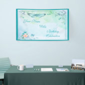 ヴィンテージの蝶、花及び渦巻の第90誕生日 横断幕 (トレードショー)