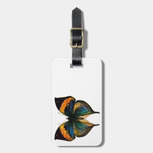 ヴィンテージの蝶- 1800's旧式な蝶Litho ラゲッジタグ (正面縦)