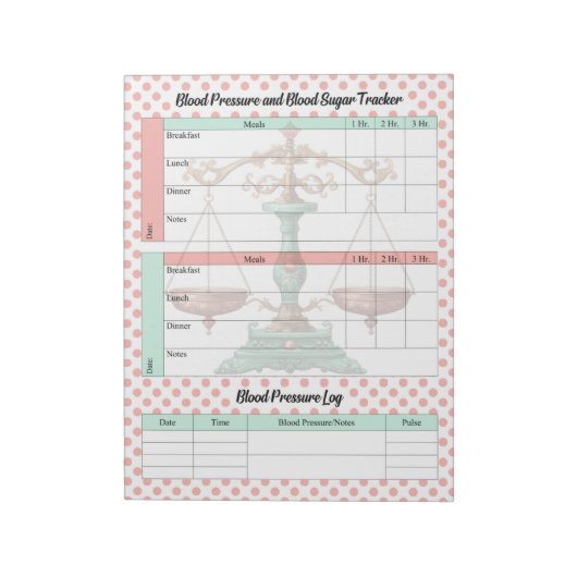 ヴィンテージの血糖値と血圧 ノートパッド (回転)