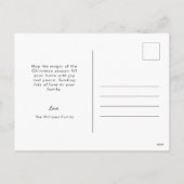 ヴィンテージの衣装を着た可愛い女の子クリスマス シーズンポストカード (裏面)