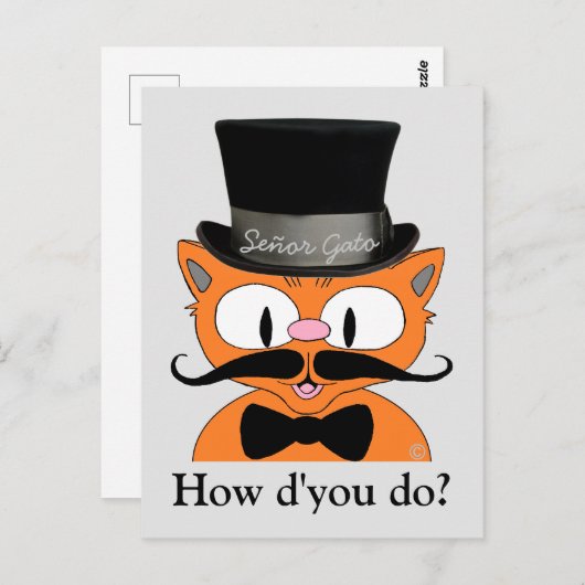 ヴィンテージの衣装を着た漫画の口ひげ猫との友情 ポストカード (正面/裏面)