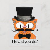 ヴィンテージの衣装を着た漫画の口ひげ猫との友情 ポストカード (正面)