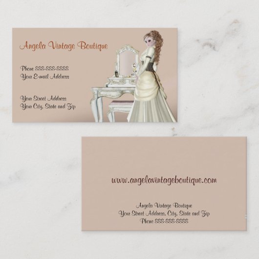 ヴィンテージの衣類の中古品店のブティックビジネス 名刺 (正面/裏面)